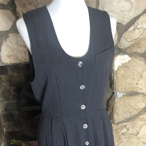 Vintage Gray 90s Well Tailored Button Up Dress - Picture 2 of 6